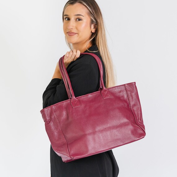 Large burgundy deals tote bag