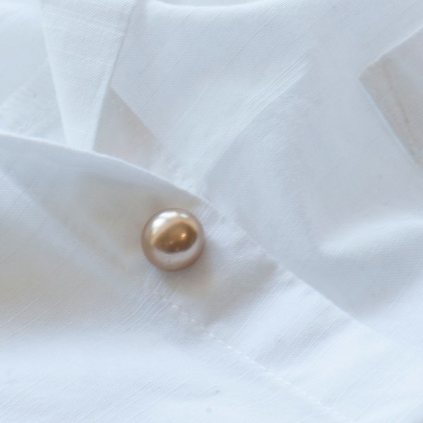 Champagne Faux Pearl Modesty Pin, Faux Pearl Lapel Pin, Pearl Extra Button Pin, Low Top Pin, Cleavage Pin, Wrap Top Pin Brown, Scarf Pin