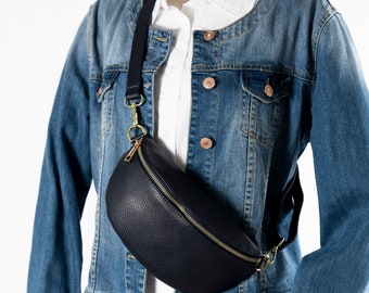 Navy Leather Bumbag, Navy Hip Bag, Navy Blue Leather Security Belt Blue, Festival Bag Navy, Crossbody Bag Blue, Waist Bag Blue Leather, Soft