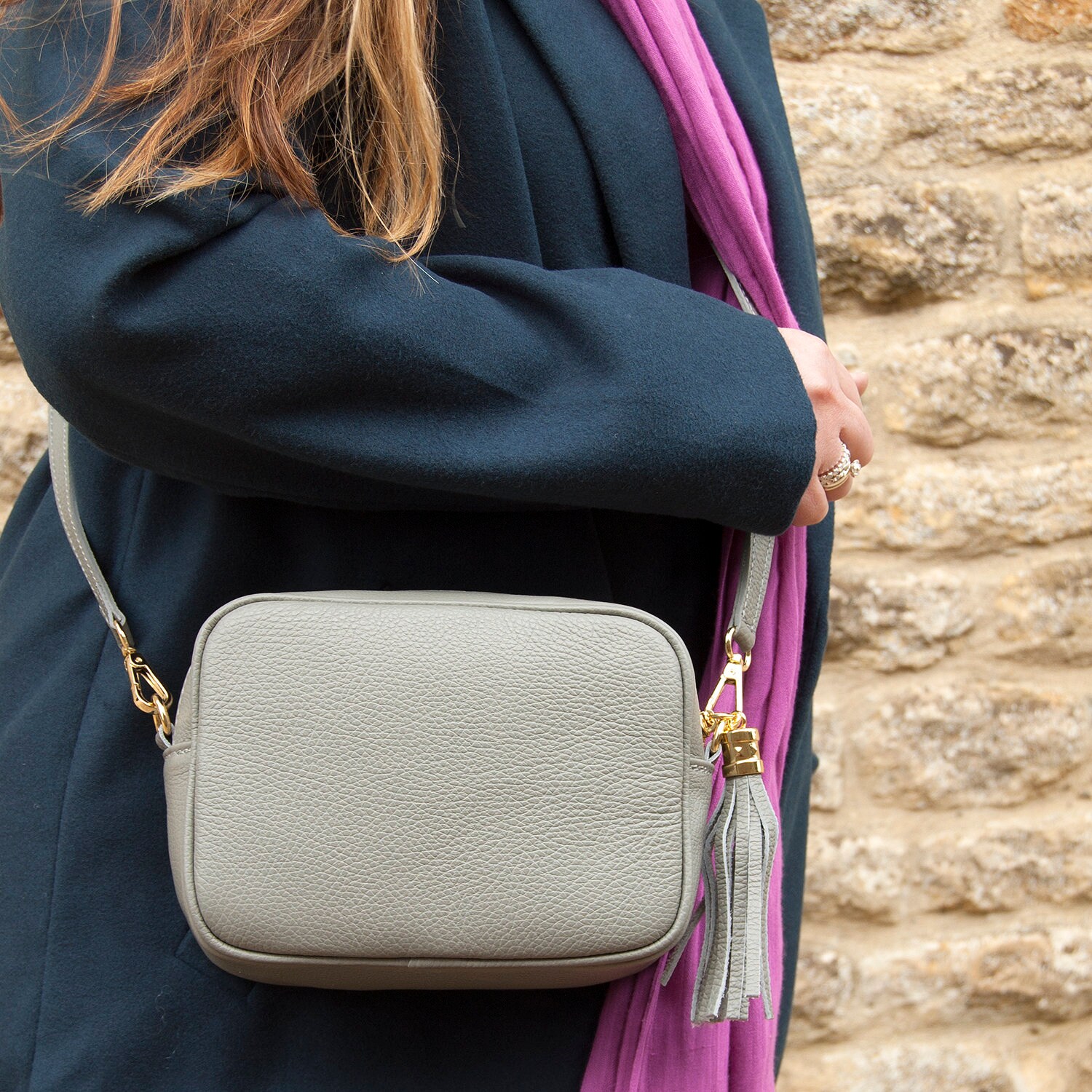 Leather crossbody bag with clearance tassel