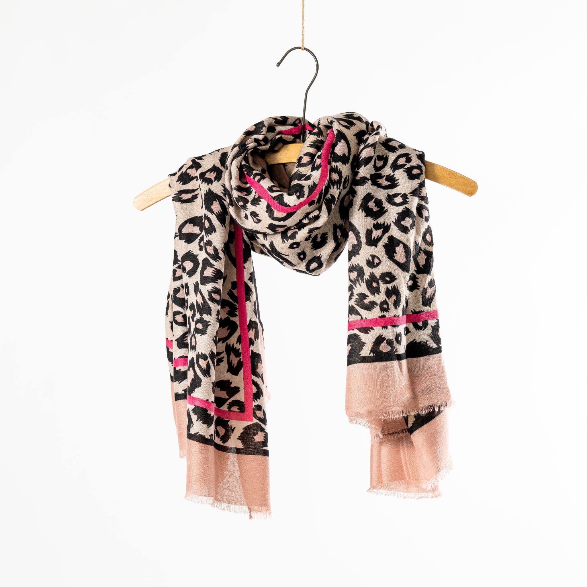 Pink Bright Leopard Print Scarf Personalised Leopard Print 