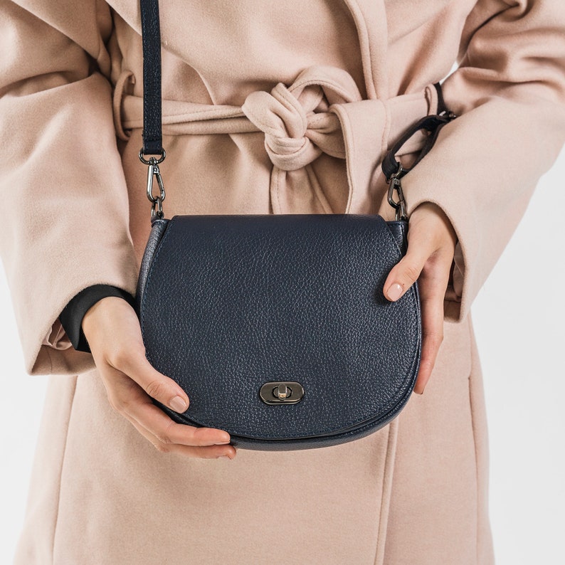 Navy Blue Leather Saddlebag Personalised Saddle Bag Handbag Etsy