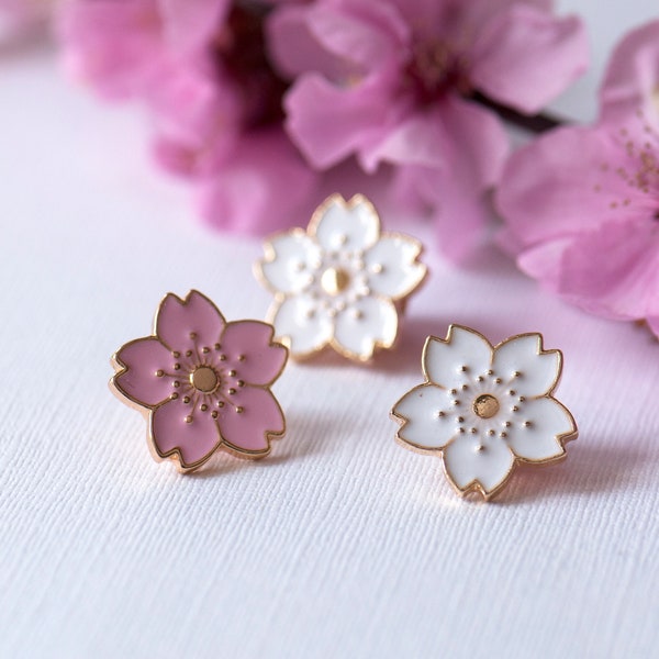 Kirschblüte Pin Abzeichen, Sakura Pin, rosa Blüte, weiße Blume Brosche, japanische Anstecknadel, Blüte Emaille Pin, süße Blume Anstecknadel, Floral Anstecknadel Geschenk