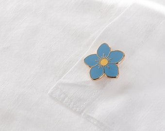 Épinglette fleur émaillée myosotis, cadeau jardinier, épingle fleur bleue, cadeau commémoratif, broche fleur, épingle plante, épinglette fleur, épingle de poche