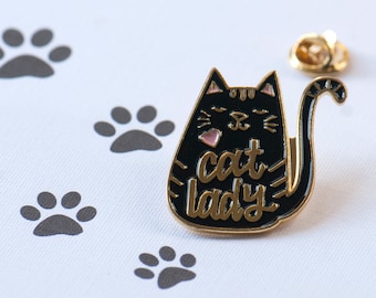 Cat Lady Black Cat Lapel Pin, Lapel Pin Black Cat, Lucky Black Cat Brooch, Black Cat Enamel Pin, Cat Lover Gift, Cat Mum Gift,Cute Black Cat