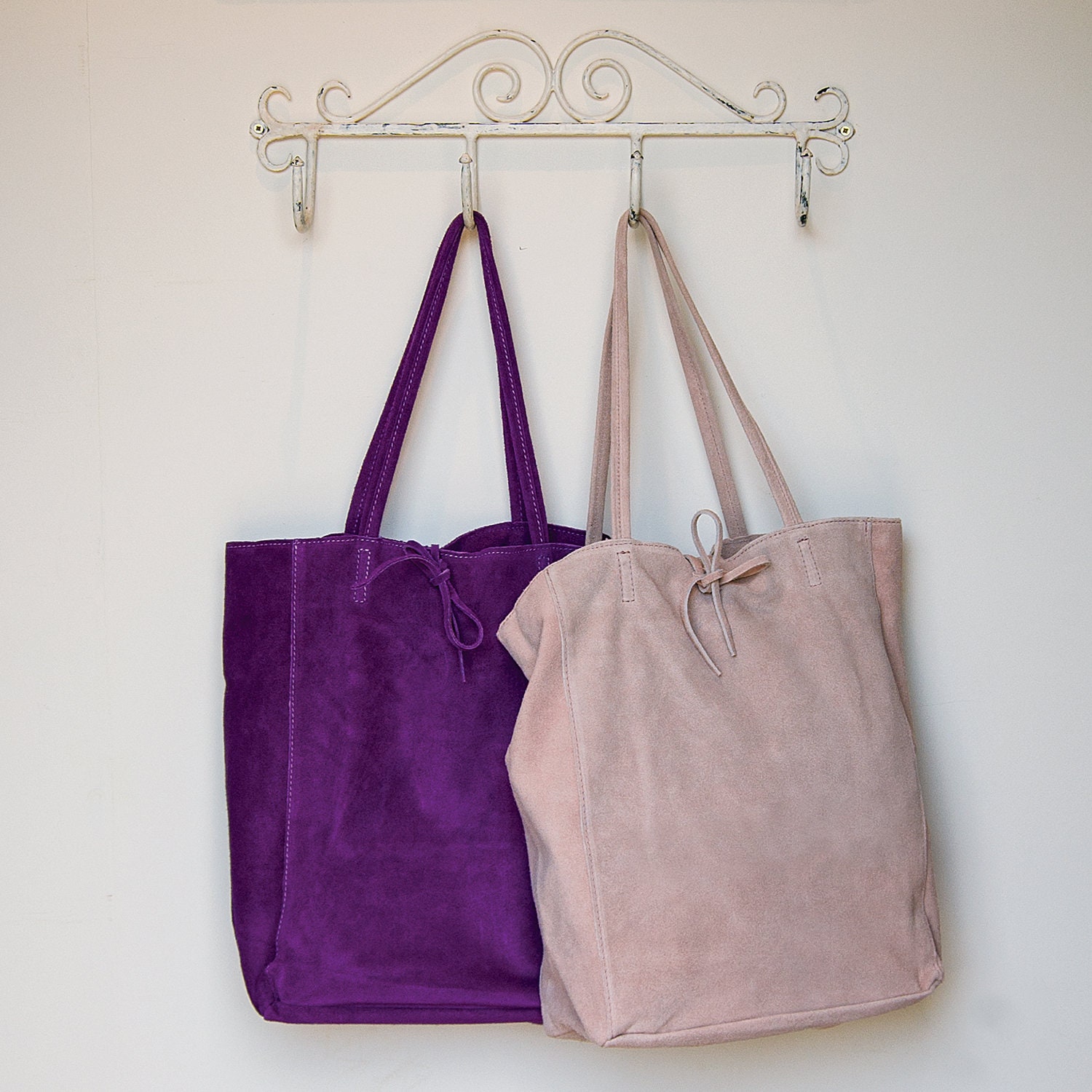 pink suede tote