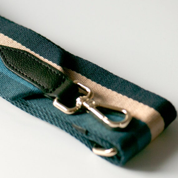 Green & Blue Stripes Webbing Bag Strap