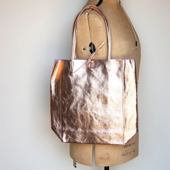 gold leather tote