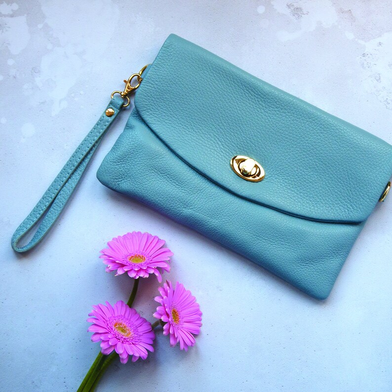 Clutch Purse Personalised Leather Clutch Bag Pastel Etsy