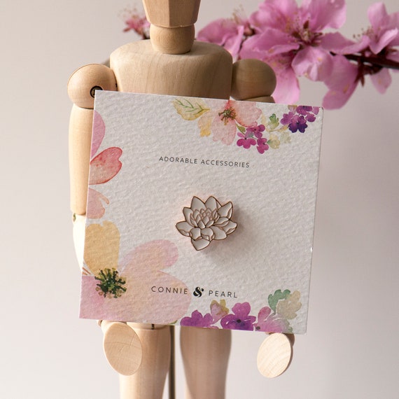 Lotus Pin Badge White Lotus Flower Brooch Flower Pin Lapel Etsy