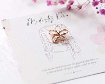 Daisy Flower Modesty Pin Gold or Silver, Dainty Flower Lapel Pin, Modesty Pin Flower Gold, Scarf or Bag Or Pocket Pin Silver, Giftboxed Pin