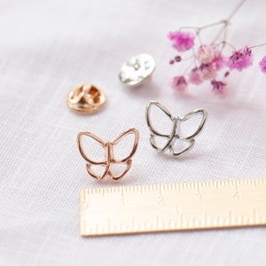 Gold or Silver little dainty butterfy outline modesty pin on our bespoke gift card, ready for gifting, extra button pin for ladies blouses, cleavage pin, stop gaping blouses, pin them, Cute gift for daughter, friend, neighbour, sister.