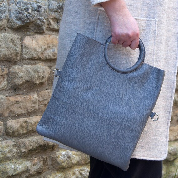 Cinder Tote Leather Handbag Clutch Bag Leather Grab Bag | Etsy
