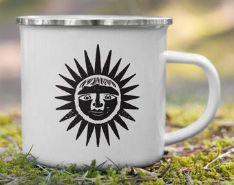 Sun Carving Enamel Camp Mug