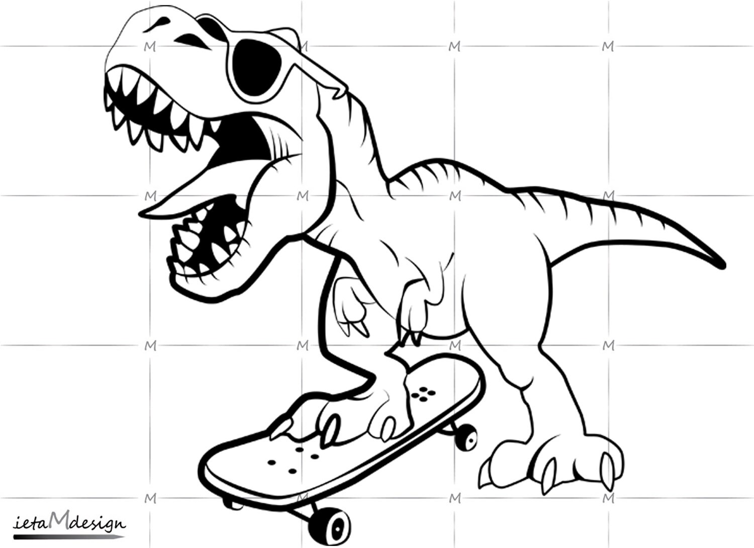 Dino on Skateboard Digital File Dinosaur SVG Glasses Svg 