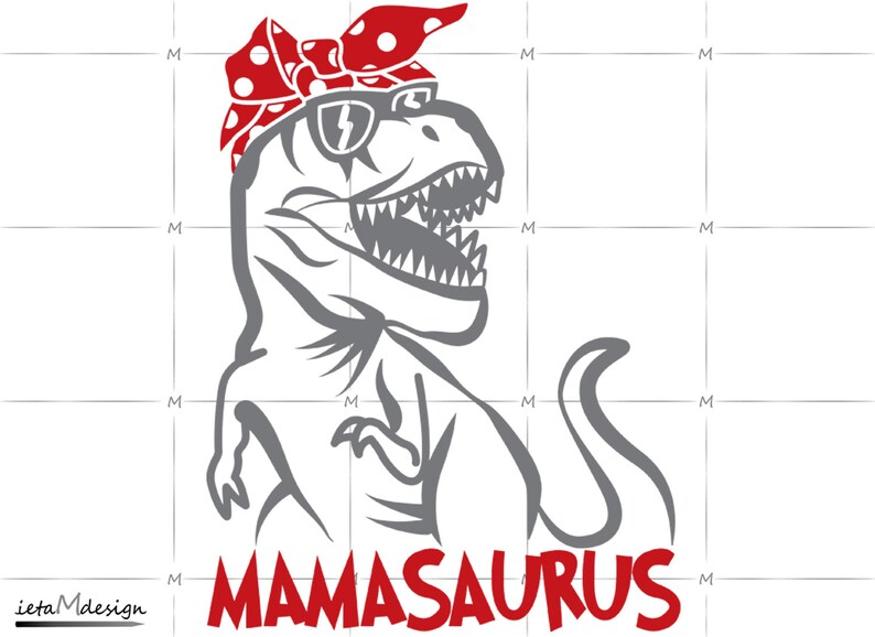 Download Mamasaurus Digital File Mamasaurus Svg T-rex with Bandana ...