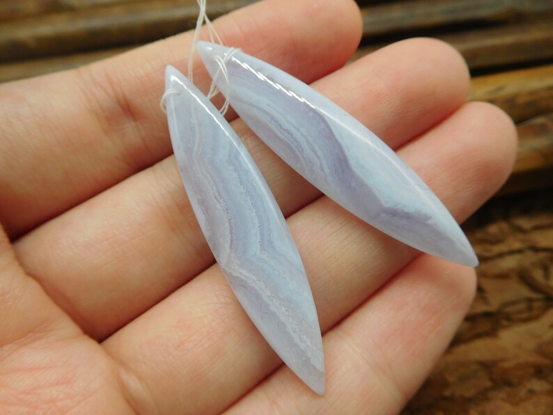 Blue Lace Agate Gemstone Bead Wholesale Bead 44 x 9.5 x 4 mm A3360