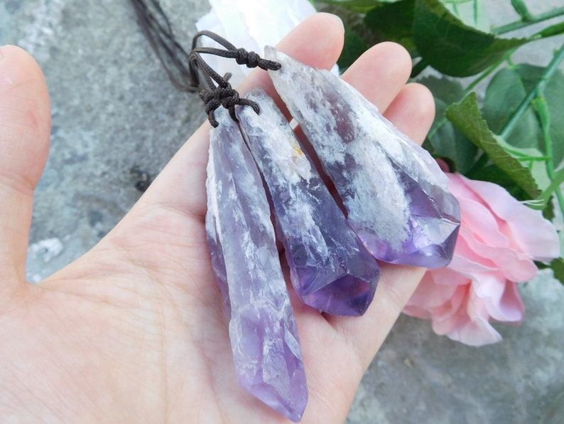 February Birthstone Healing Stone Gift for Girlfriend Wire Wrapped Necklace Purple Amethyst Gemstone Necklace for Woman
