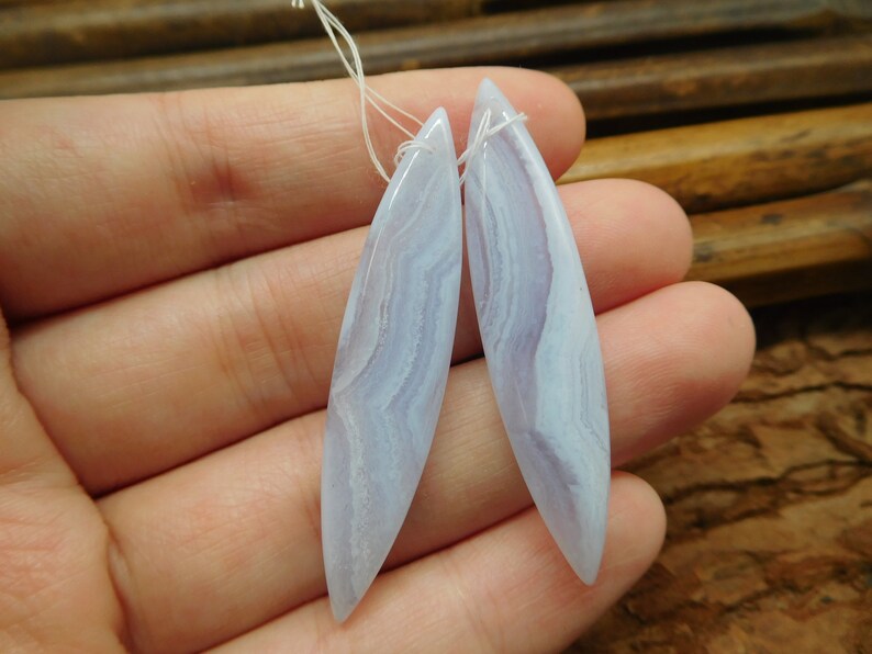 Blue Lace Agate Gemstone Bead Wholesale Bead 44 x 9.5 x 4 mm A3360