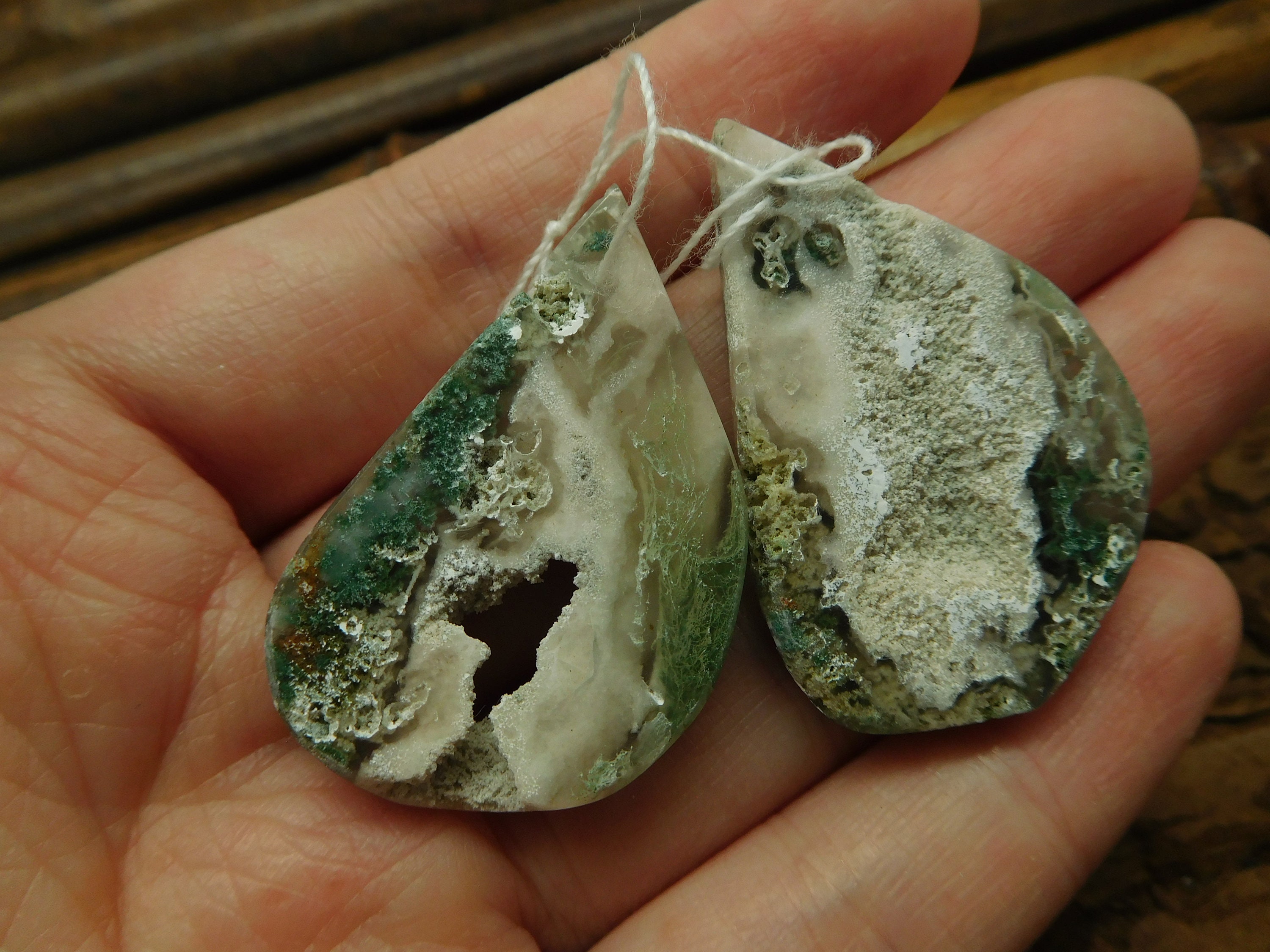 White Moss Agate Natural Pair Gemstone. Pair DIY Stone Setting | Etsy