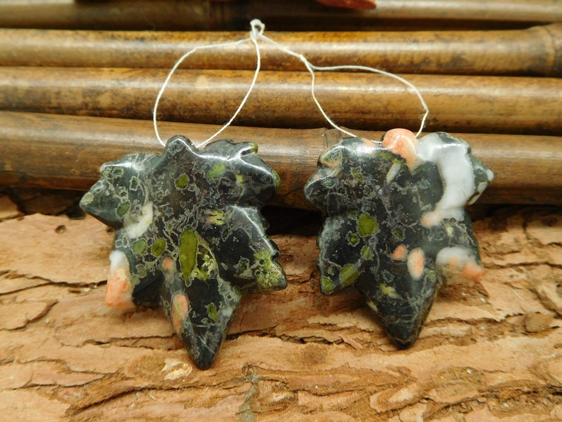 Leaf Jewelry Carved Maple Earrings Poppy Jasper Leaf Leaf Necklace Leaf Drop Earring A311 Leaf Gemstone Bead Gift Leaf Earring