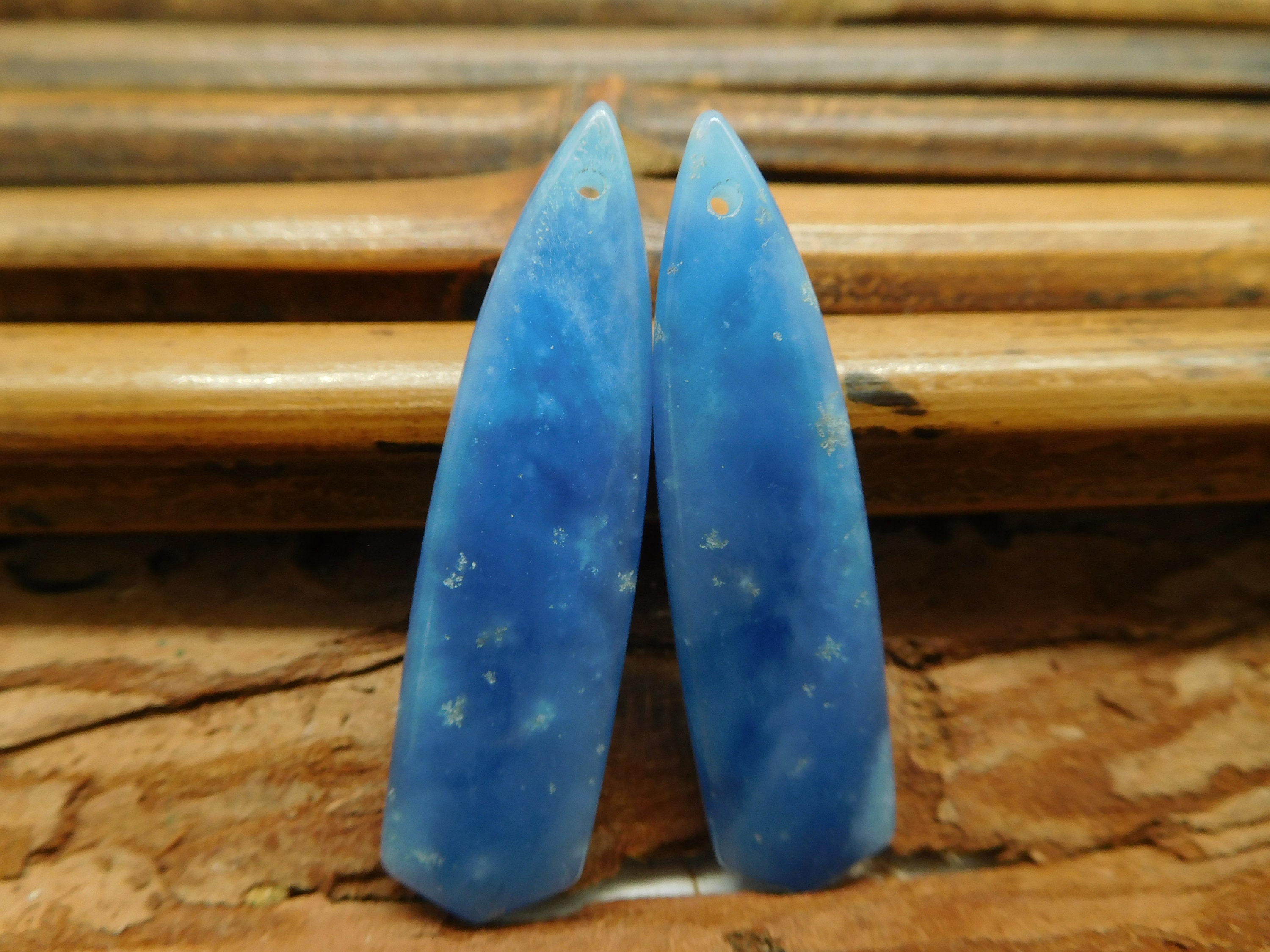Blue Jasper Handmade Pair. Natural Stone Making. Dainty Etsy