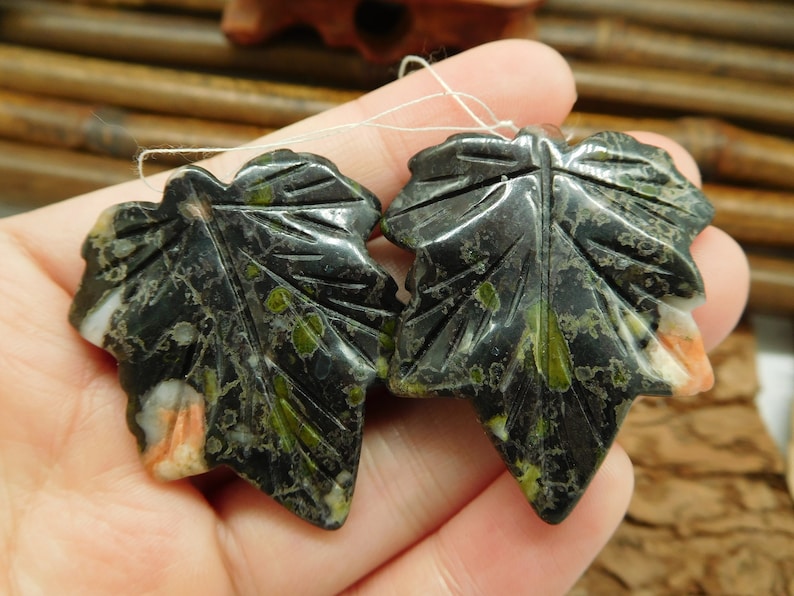 Leaf Jewelry Carved Maple Earrings Poppy Jasper Leaf Leaf Necklace Leaf Drop Earring A311 Leaf Gemstone Bead Gift Leaf Earring