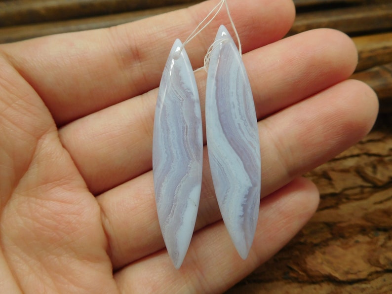 Blue Lace Agate Gemstone Bead Wholesale Bead 44 x 9.5 x 4 mm A3360