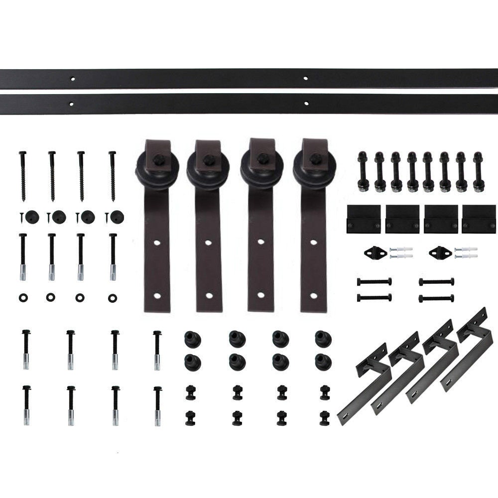 48.2FT Black Steel Bypass Barn Door Hardware One Piece Wall Etsy Canada