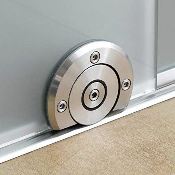 Frameless Brushed Stainless Steel Floor Roller Glass Sliding Etsy