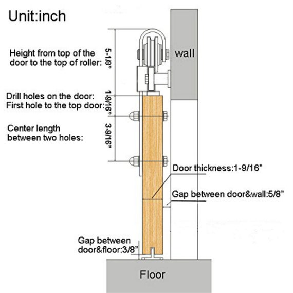 4 8 2ft Black Steel Bypass Barn Door Hardware One Piece Wall Etsy