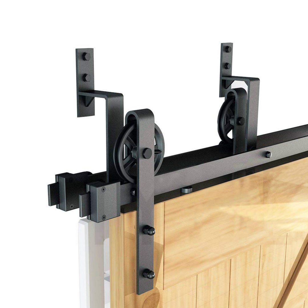 Bypass Steel Sliding Barn Wood Door Hardware Interior Closet Cupboard Door Big Spoke Wheel