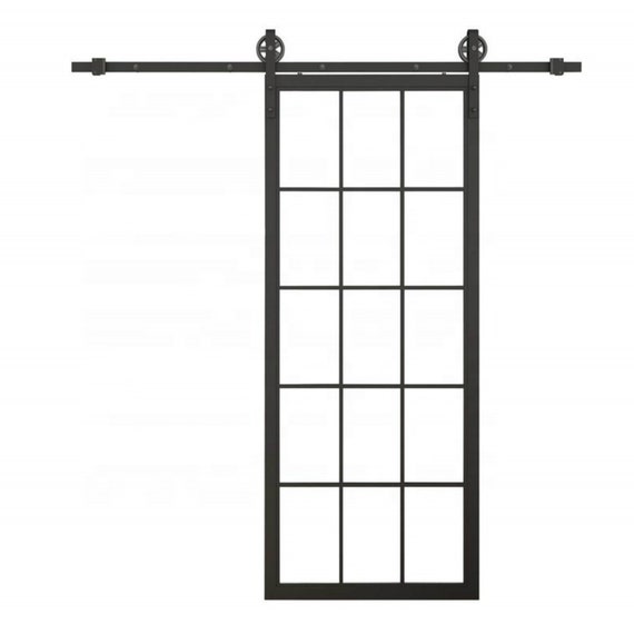 New Stylish Interior Black Steel Framed French Panel Barn Door New Stylish Interior Black Steel Framed, Metal Sliding Barn Doors Interior