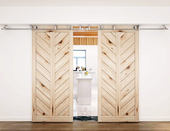 Top Ceiling Mount Brushed Stainless Steel Wood Sliding Single Door Hardware Biparting Door Bypass Barn Door Hardware Ceiling Bracket