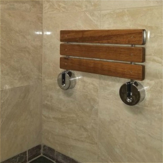 small corner teak shower seat