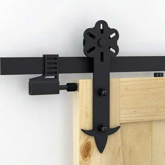 Flower Pattern Black Steel Sliding Barn Door Hardware Closet Etsy