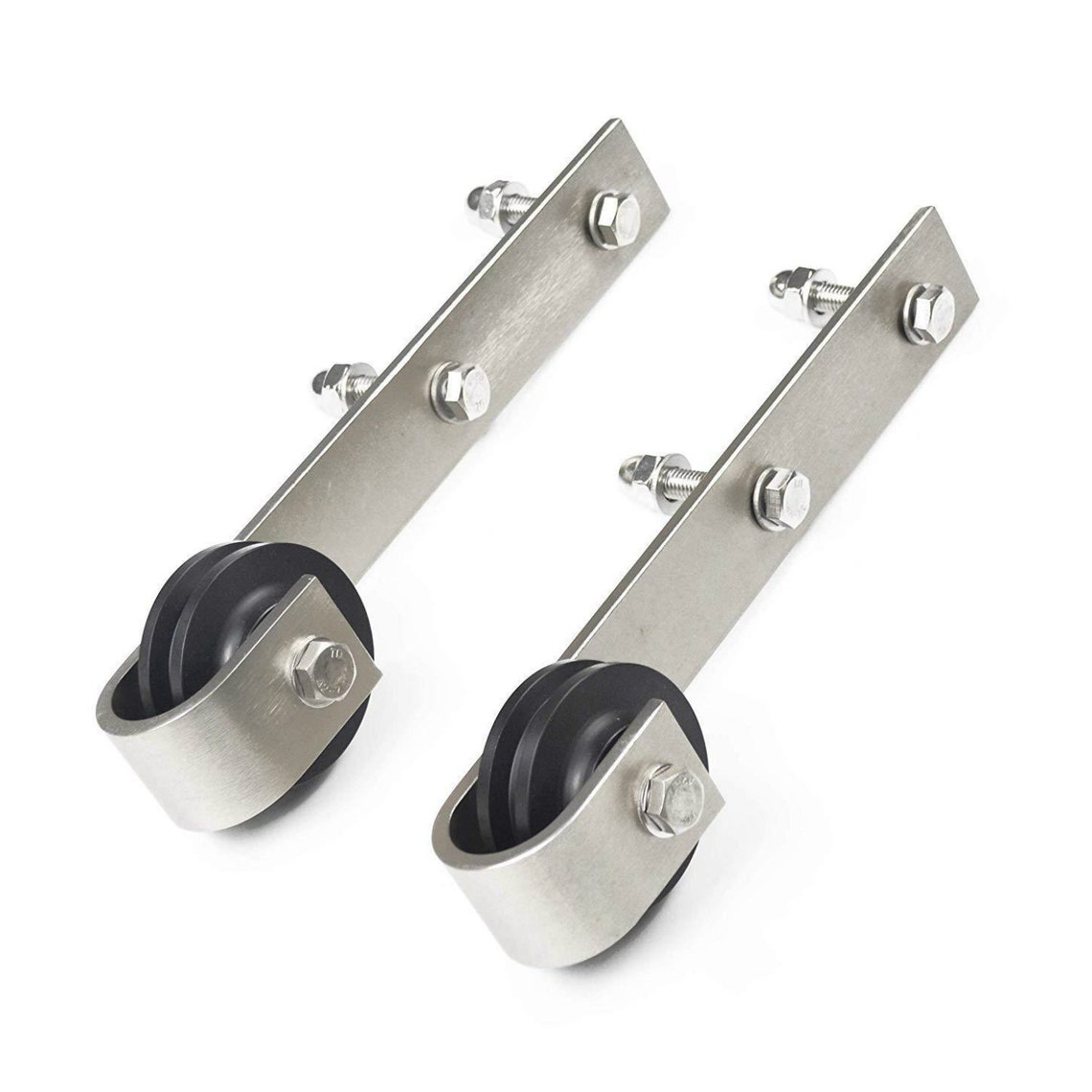 58FT Brushed nickel steel bypass barn door hardware one piece Etsy