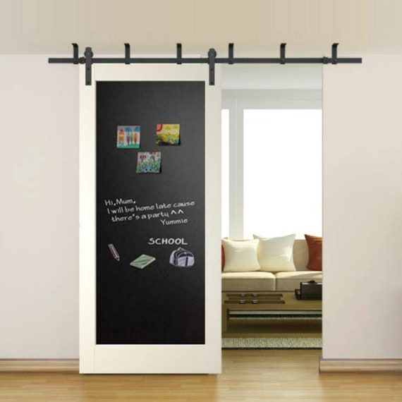 Top Ceiling Mount Black Steel Rustic Modern Sliding Barn Door Hardware Wood Closet Door Interior Door Rolling Sliding Door Track Roller Kit