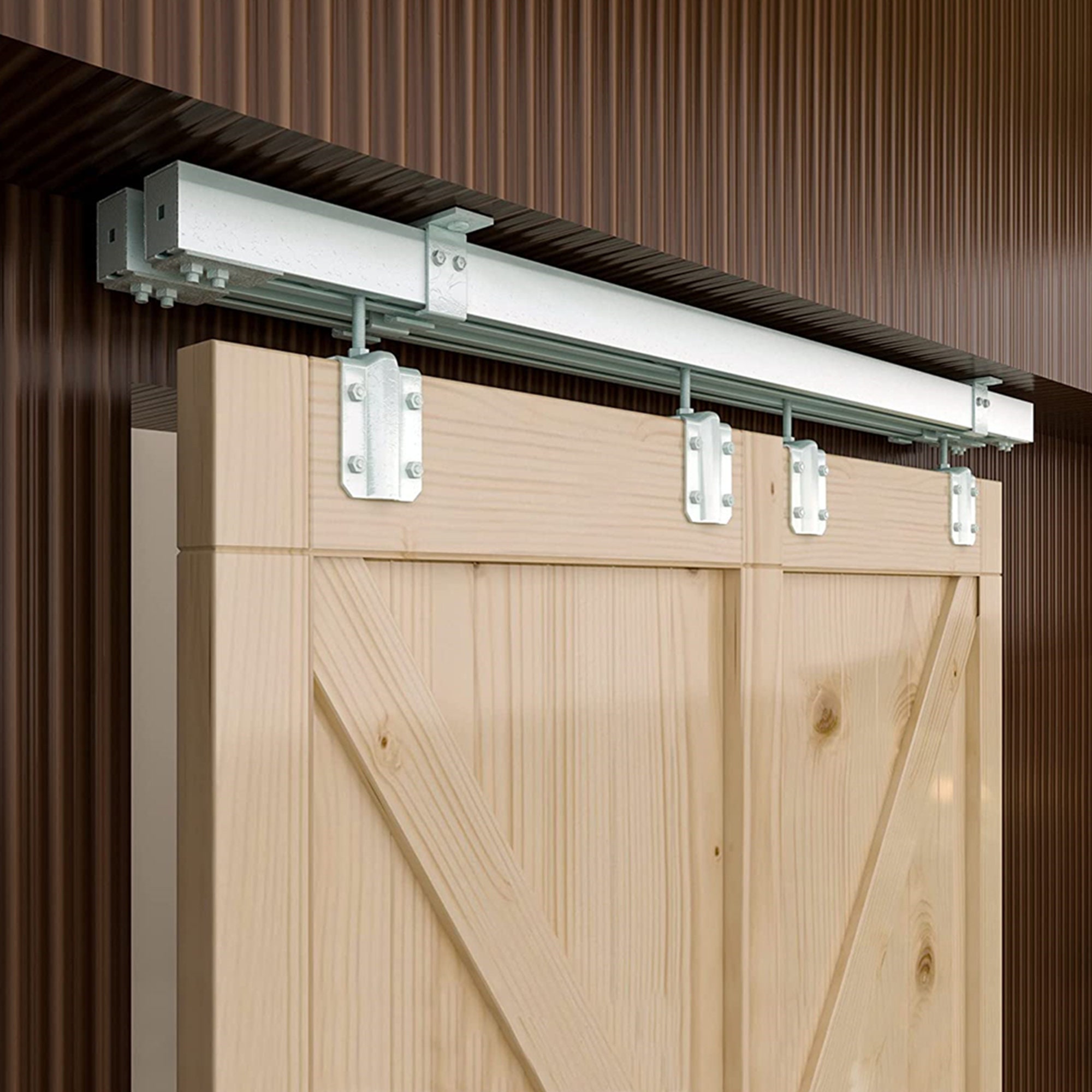  JUBEST 6FT Sliding Barn Door Track Kit, Aluminium Box Rail Wall  Mounted Hidden Barn Door Hardware Kit, for Various Modern Doors, Easy to  Install, Low Clearance : Tools & Home Improvement