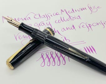 Vintage Minerva fountain pen by Omas - arco gray celluloid - 1935