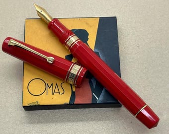 Pluma estilográfica Omas Milord de resina, plumín de 14 quilates, excelente