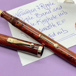 Waterman Nr. 7 Ripple - purple cap band and nib - Very rare fountain pen
