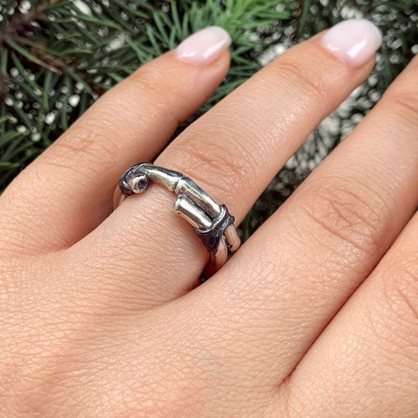 Ring Bamboo Sterling Silver 925, Delicate Ring, Armenian Jewelry, Gift for Her