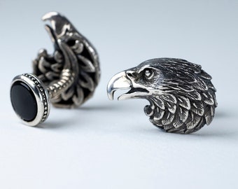 Cufflinks Eagle Sterling Silver 925, Boyfriend Husband Gift, Groomsmen Gift, Wedding Gift for Him