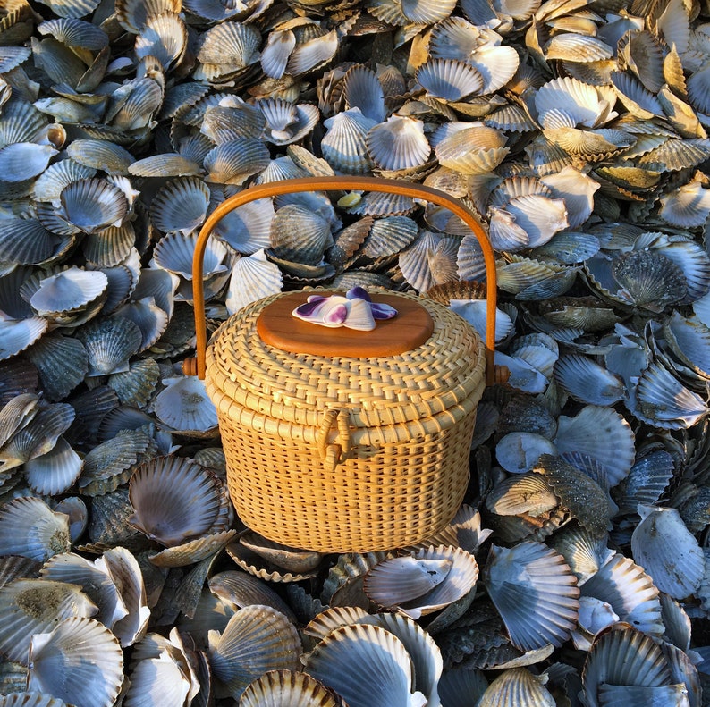 5 X 7 Covered Nantucket Lightship Basket Purse With Wampum Etsy