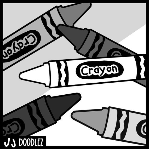 Black And White Crayon Clipart