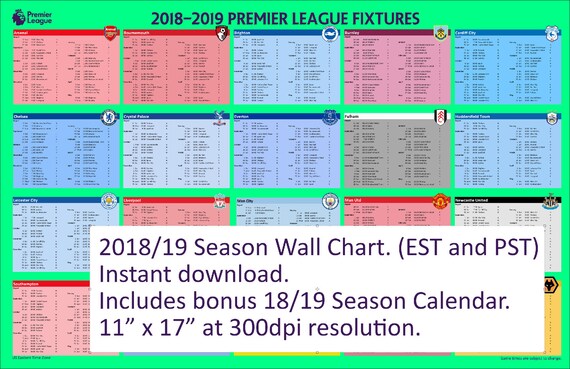 Wall Chart Calendar 2018