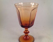 Orange Tinted Stemmed Drinking Glass Cup 6-3 4 quot Tall, 3-3 4 quot Diameter
