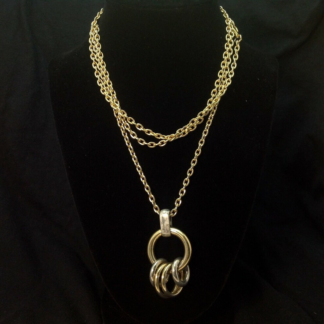 Medallion Rings Gold Tone Chain Necklace - Etsy