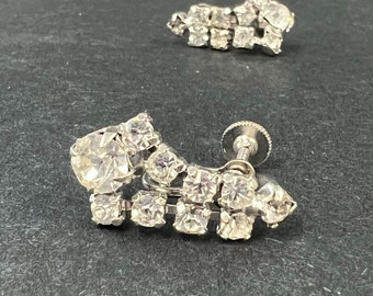 Boucles d'oreilles à visser en argent avec strass pour oreilles non percées